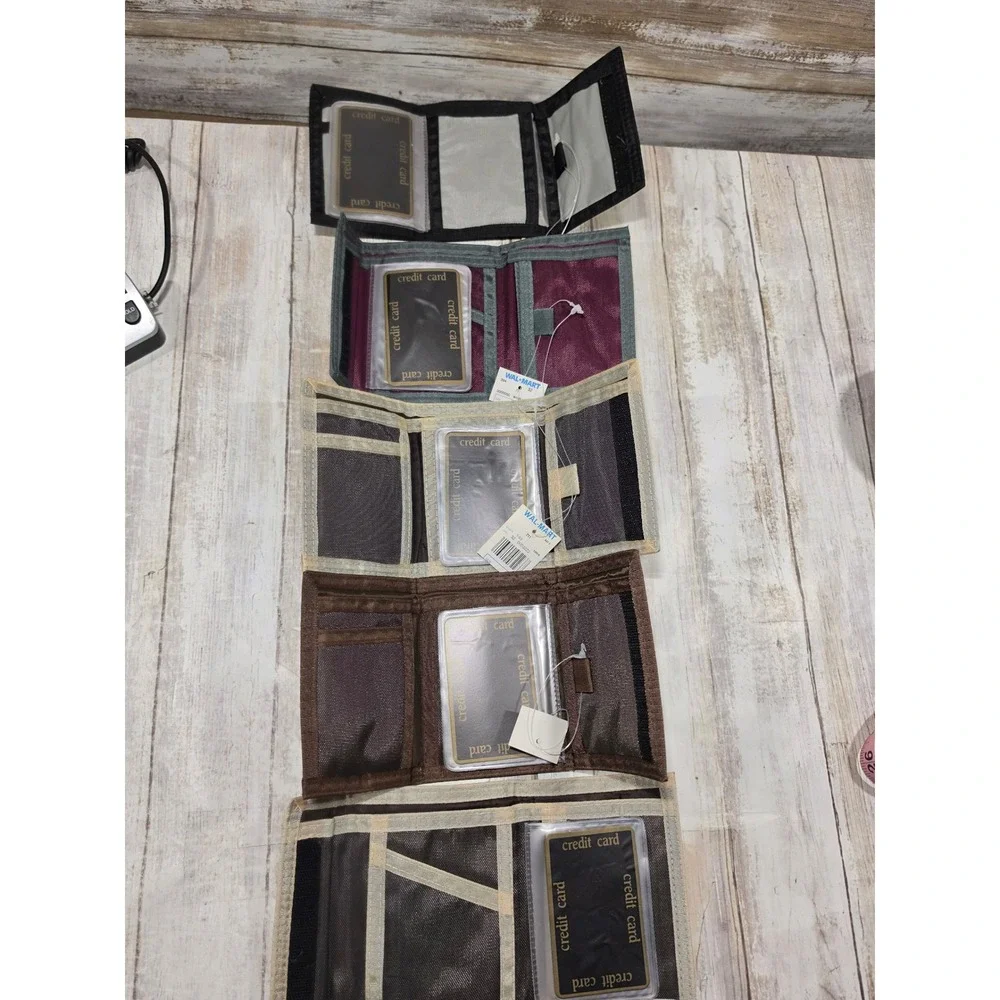 Vintage Walmart Nylon Trifold Wallets Hook and Loop Closure Lot of 5 New
